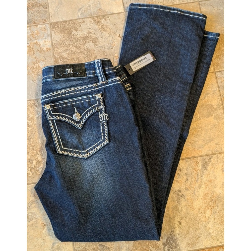 Miss Me Chloe Boot Cut Jeans Size 33 bling embroidery new tag